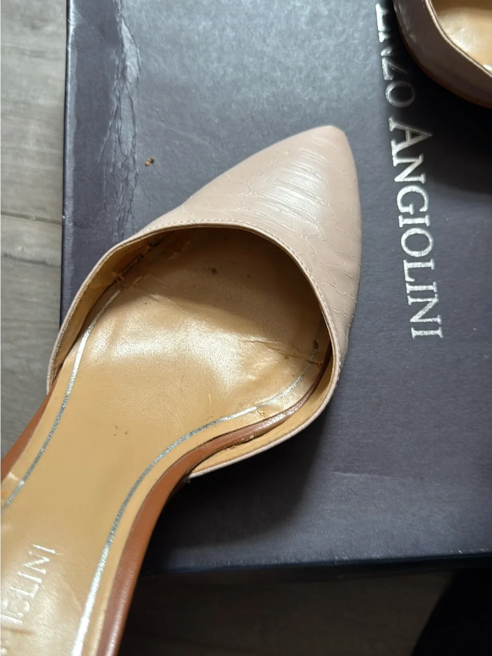 Enzo Angiolini Two-Tone Pointed Toe Ankle-Strap Heels - Brown & Blush
